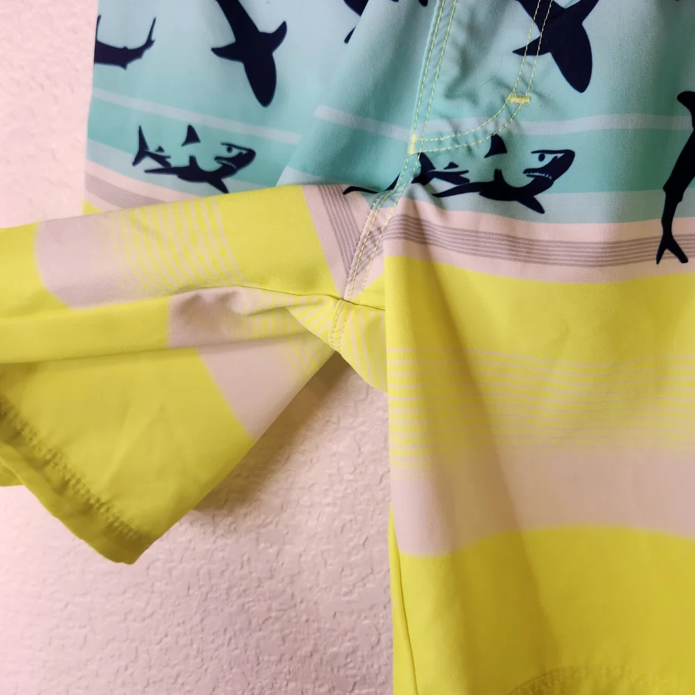 Hurley Boy's 7 8 Way Stretch UPF+50 Drawstring Waist Swim Short Shark Print